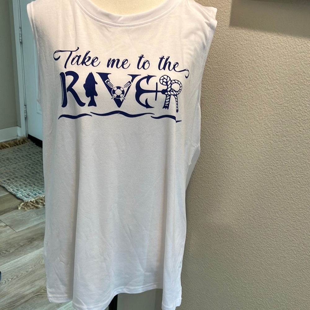 Take me the River sleeveless beach coverup tank NWOT